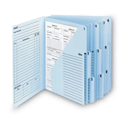 10-pocket Project Organizer With Indexed Tabs (1-10), 10 Sections, Unpunched, 1/3-cut Tabs, Letter Size, Lake Blue/navy Blue