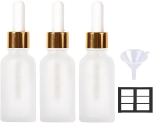 3 Pack, 1oz Glass Dropper Bottle for Hair, Tincture, Essential Oils - With Eye Dropper
