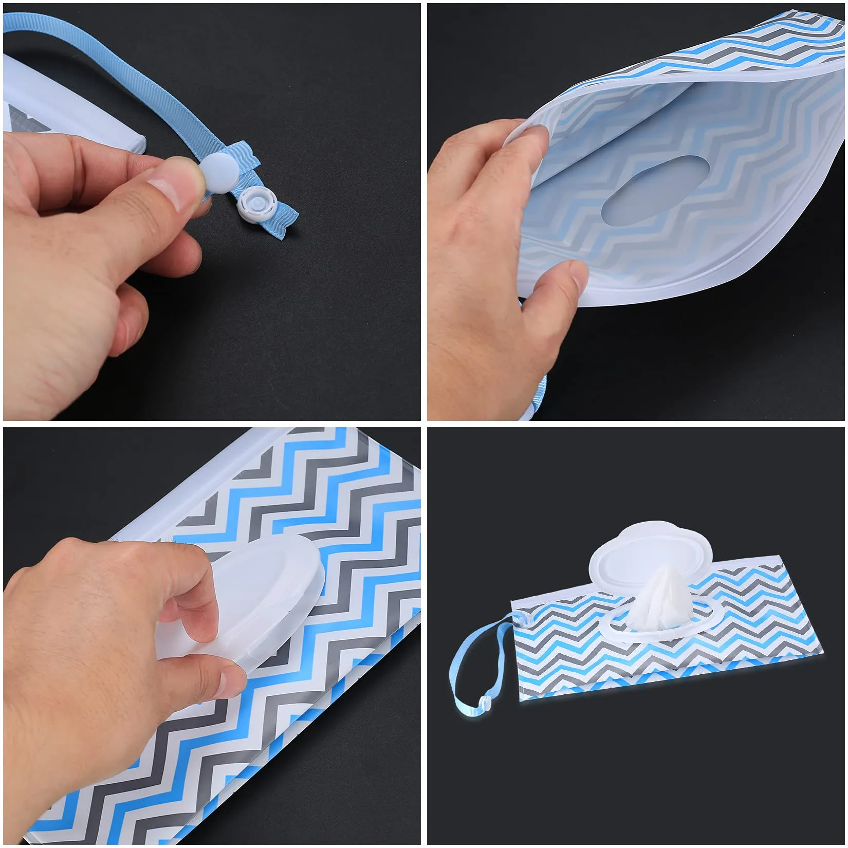 4 Pcs Baby Wet Wipes Pouches Dispensers, Travel Wet Wipes Bags Cases Reusable Refillable, Portable Wipe Carrying Pouches Case for Baby