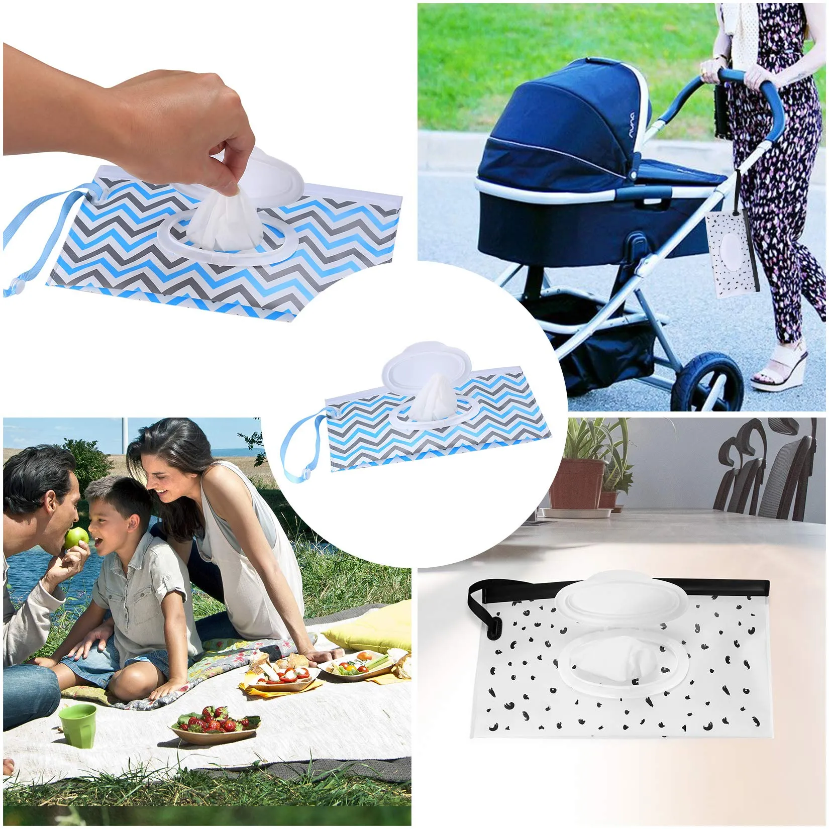 4 Pcs Baby Wet Wipes Pouches Dispensers, Travel Wet Wipes Bags Cases Reusable Refillable, Portable Wipe Carrying Pouches Case for Baby