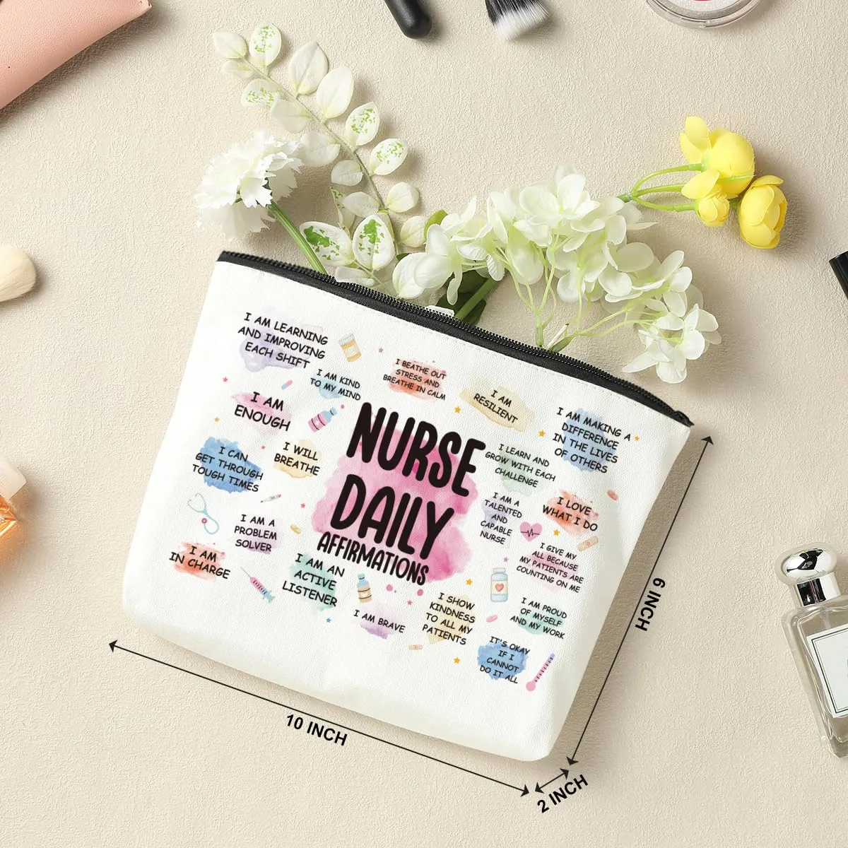 6 PCS Nurse Gifts for Women Makeup Bag Gifts for Nurses Female Nursing Gifts Nurse Appreciation Gifts RN Gifts for Nurses Her Coworker Graduation Retirement Cosmetic Bag Travel Toiletry Bag