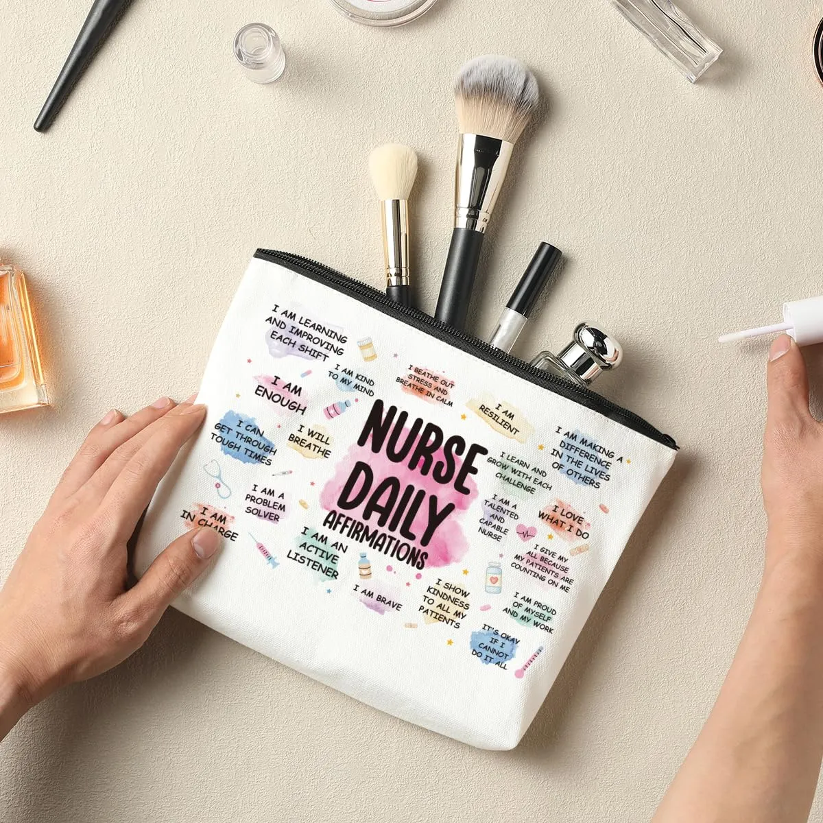 6 PCS Nurse Gifts for Women Makeup Bag Gifts for Nurses Female Nursing Gifts Nurse Appreciation Gifts RN Gifts for Nurses Her Coworker Graduation Retirement Cosmetic Bag Travel Toiletry Bag