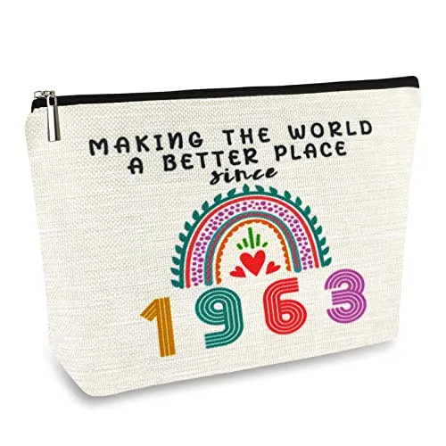 61st Birthday Gifts for Women, Funny Retirement Gift Ideas 61 Year Old Makeup Bag, 1963 Birthday Decorations for Grandma, Mom, Her, Wife, Sister, Small Cosmetic Travel Bags for Mothers Day, Christmas