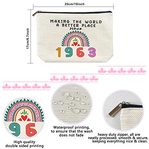 61st Birthday Gifts for Women, Funny Retirement Gift Ideas 61 Year Old Makeup Bag, 1963 Birthday Decorations for Grandma, Mom, Her, Wife, Sister, Small Cosmetic Travel Bags for Mothers Day, Christmas