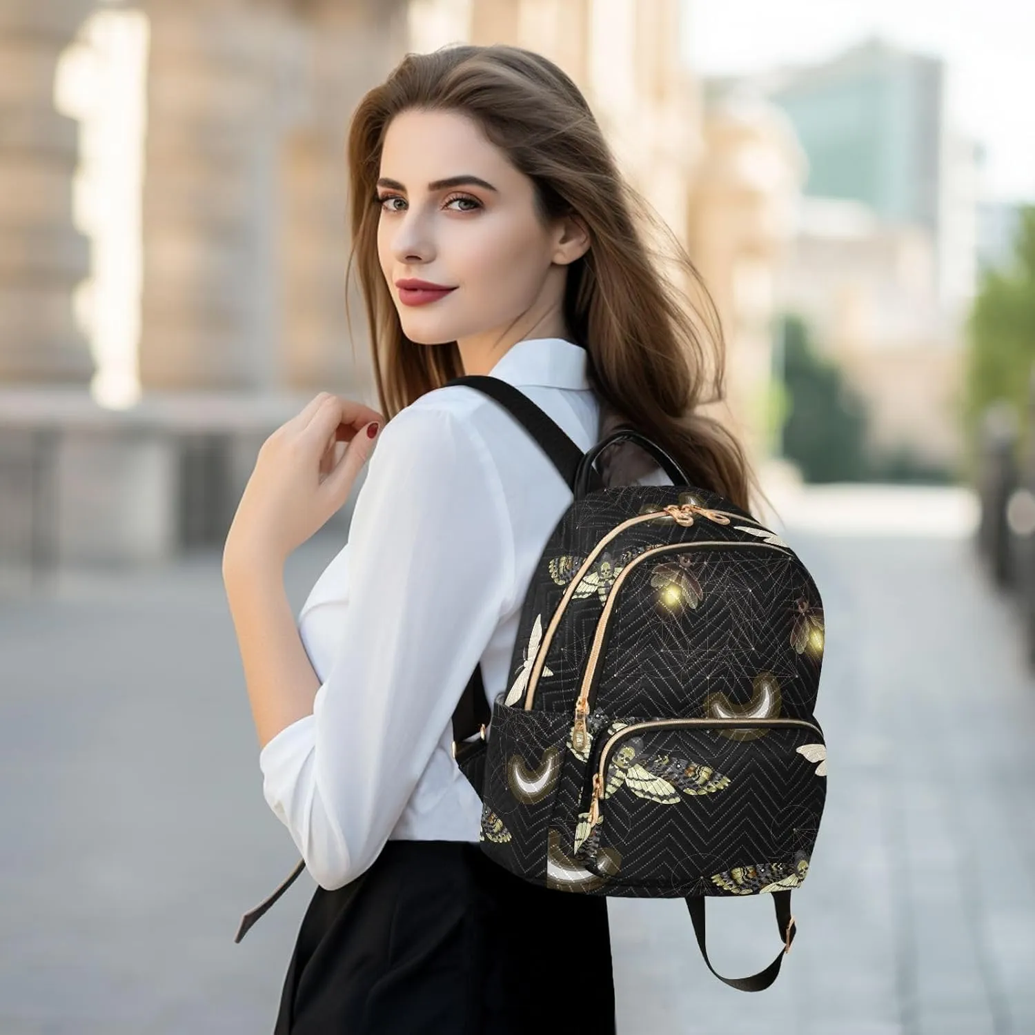 ALAZA Mini Backpack Purse for Women Lightweight Girls Small Size Death Moth Butterfly School Teens College Traveling