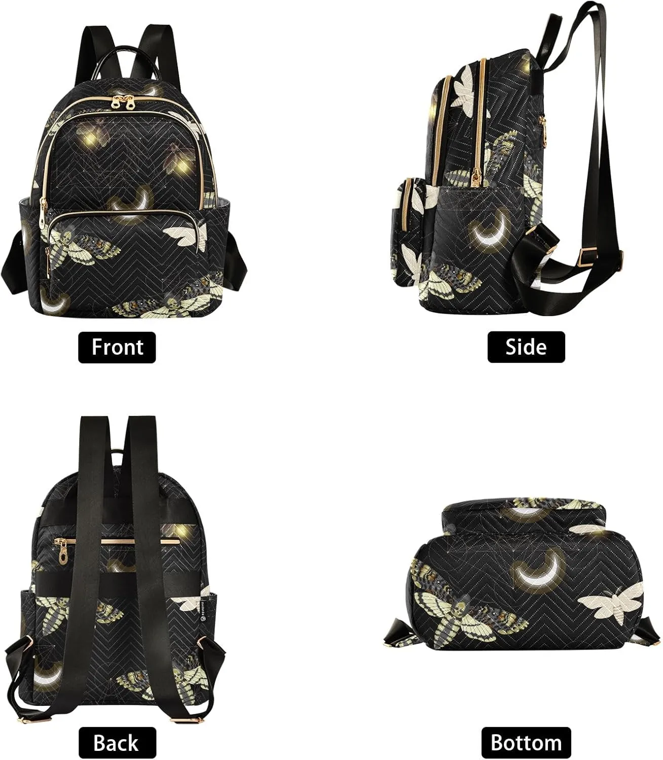ALAZA Mini Backpack Purse for Women Lightweight Girls Small Size Death Moth Butterfly School Teens College Traveling