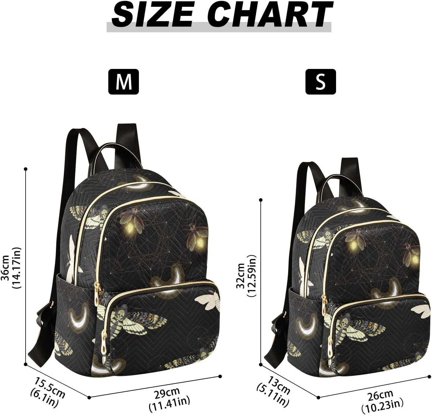 ALAZA Mini Backpack Purse for Women Lightweight Girls Small Size Death Moth Butterfly School Teens College Traveling