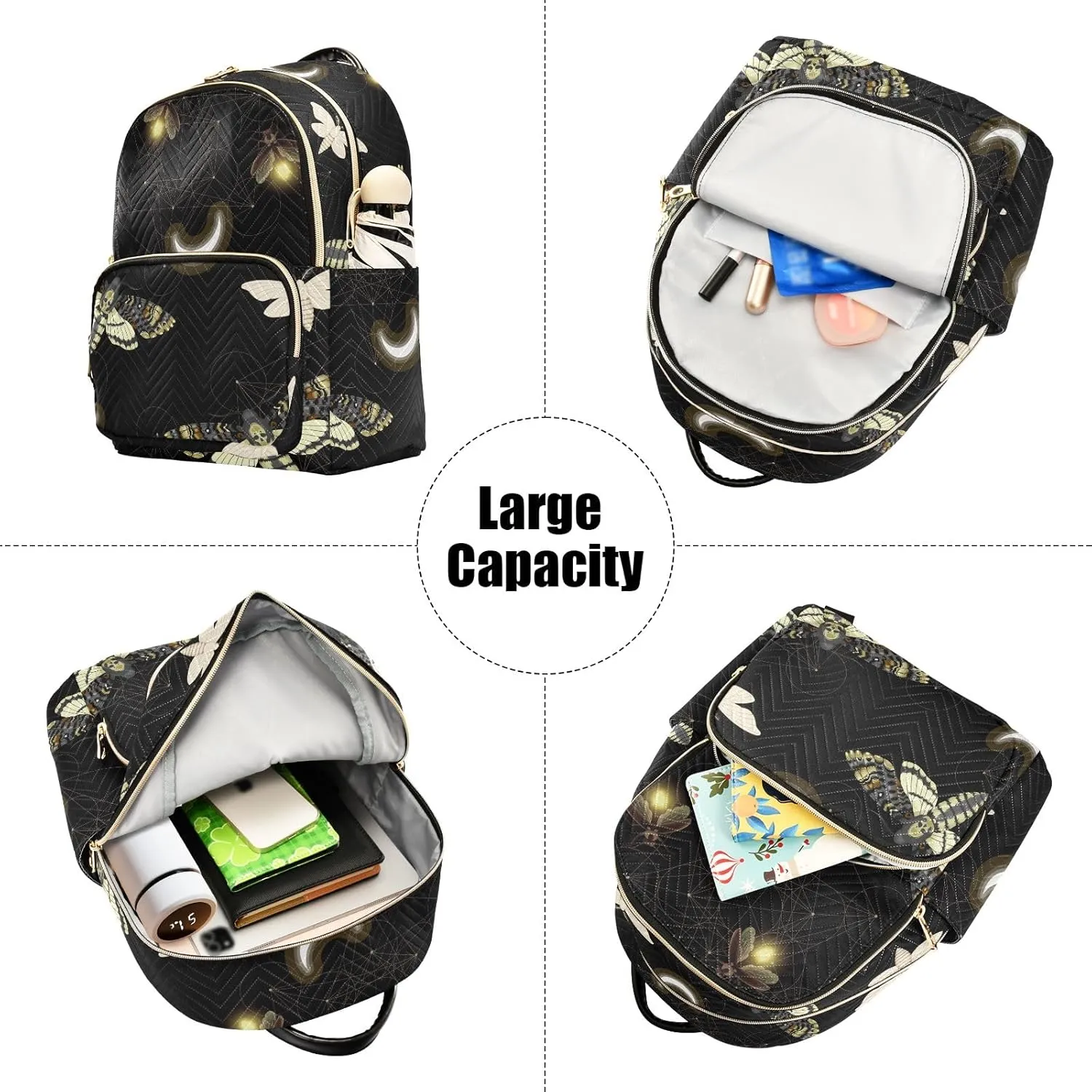 ALAZA Mini Backpack Purse for Women Lightweight Girls Small Size Death Moth Butterfly School Teens College Traveling