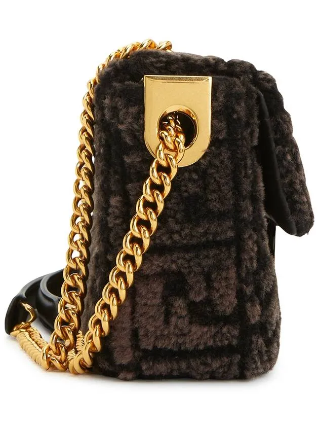 Baguette Chain Midi Shoulder Bag Dark Brown