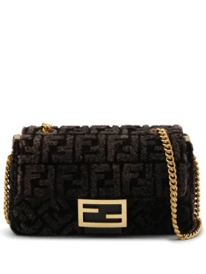 Baguette Chain Midi Shoulder Bag Dark Brown