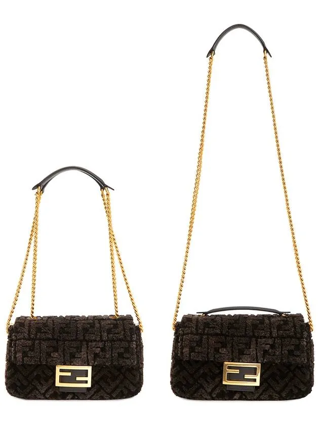 Baguette Chain Midi Shoulder Bag Dark Brown