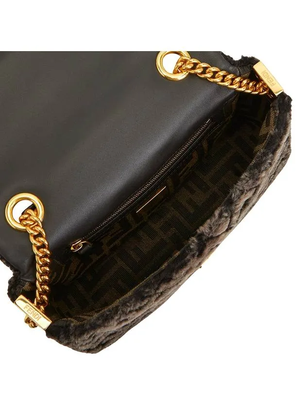 Baguette Chain Midi Shoulder Bag Dark Brown