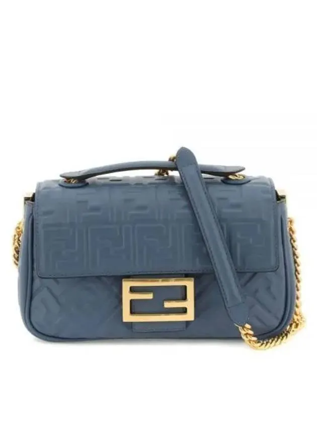 Baguette Medium Nappa Leather Chain Shoulder Bag Blue