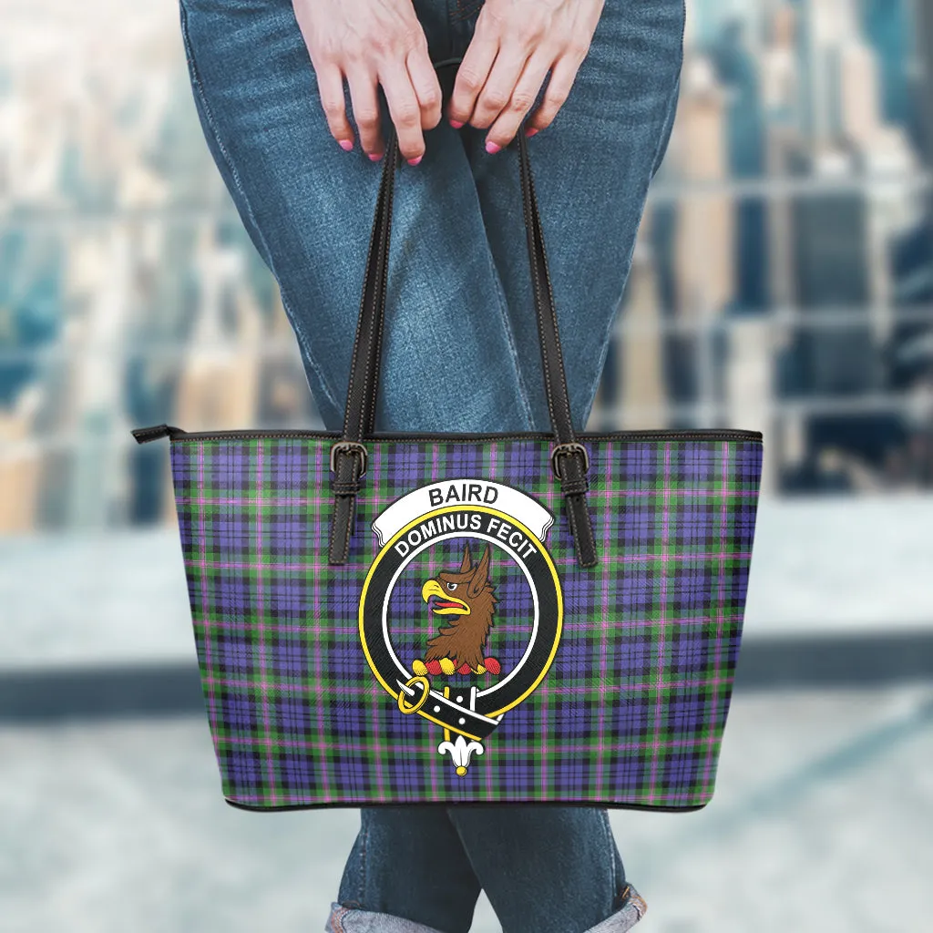 Baird Modern Tartan Leather Tote Bag with Family Crest