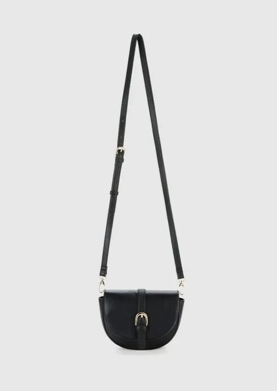 BARCELONA Buckle Detail Crossbody Bag Black