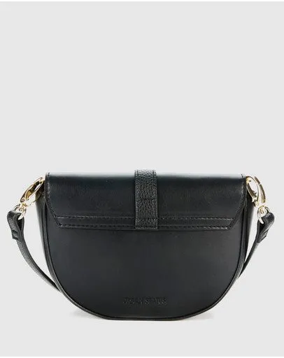 BARCELONA Buckle Detail Crossbody Bag Black