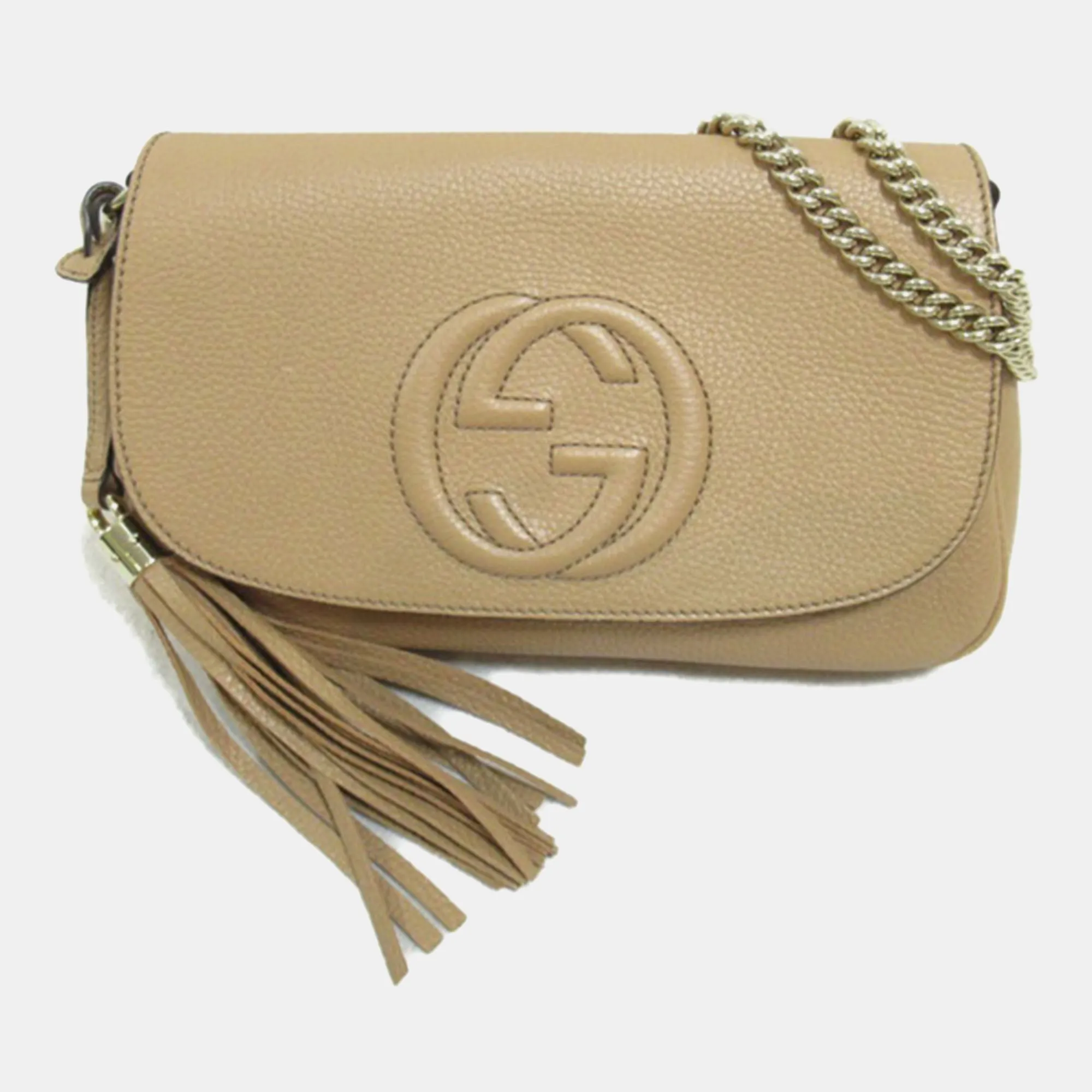 Beige Leather Medium Soho Shoulder Bag