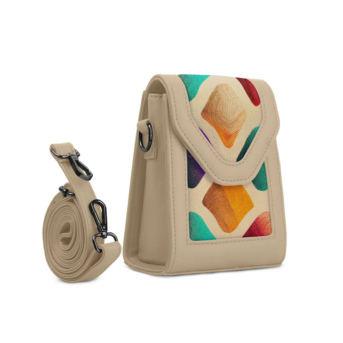 Beige Mini Urban Crossbody Bag Abstract Impressions