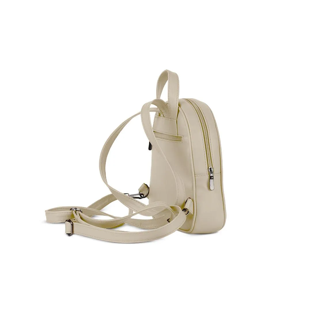 Beige O Mini Backpacks Queen in Orange