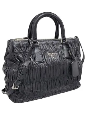 Black B2599L Nappa Goffre Shoulder Bag Strap