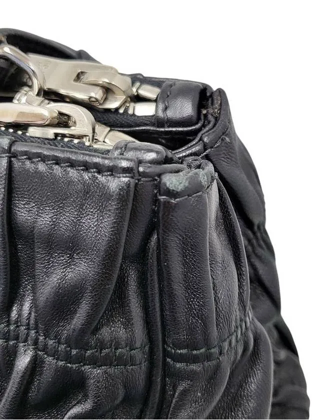 Black B2599L Nappa Goffre Shoulder Bag Strap