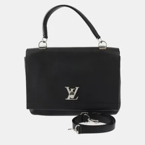 Black Calfskin Leather Lockme II Top Handle Bag