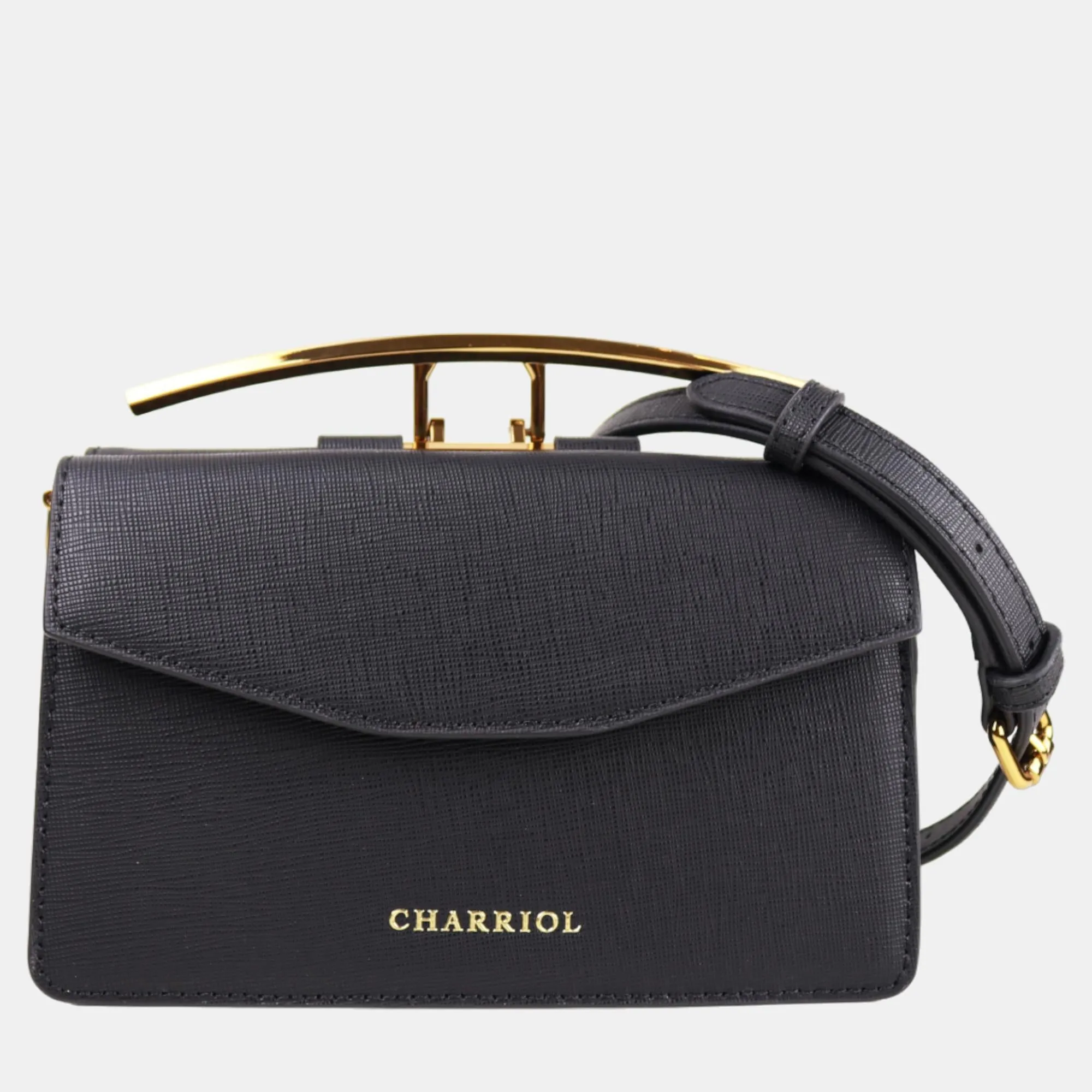 Black Leather Cassis Crossbody