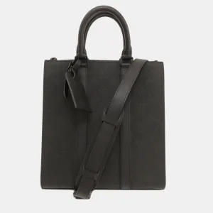 Black Taurillon Leather Sac Plat Tote Bag