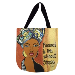 Blessed to Live Without Stress Woven Tote Bag
