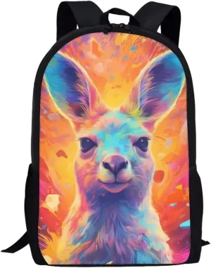 Blue Orange Graffiti Kangaroo Boys Backpack for Kids Elementary School Bags Durable Kindergarten Bookbags Cool Travel Daypack For Boys Girls