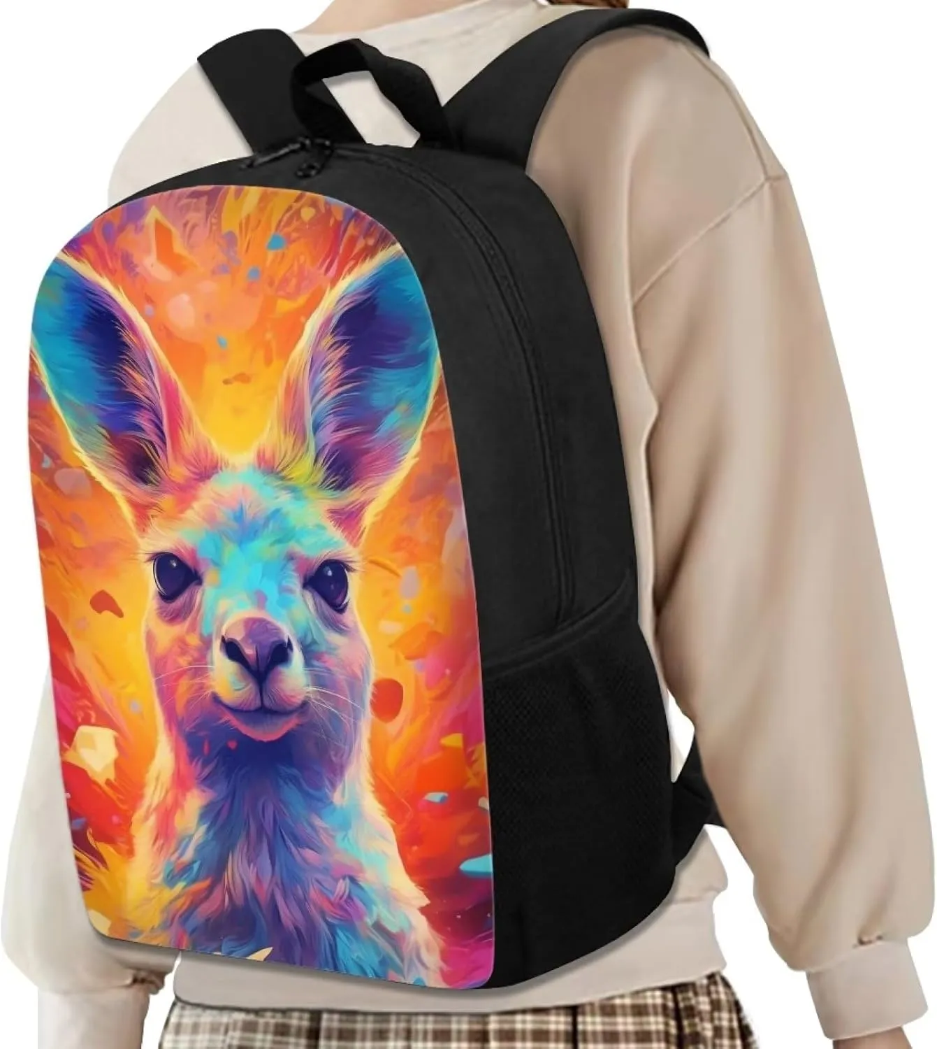 Blue Orange Graffiti Kangaroo Boys Backpack for Kids Elementary School Bags Durable Kindergarten Bookbags Cool Travel Daypack For Boys Girls
