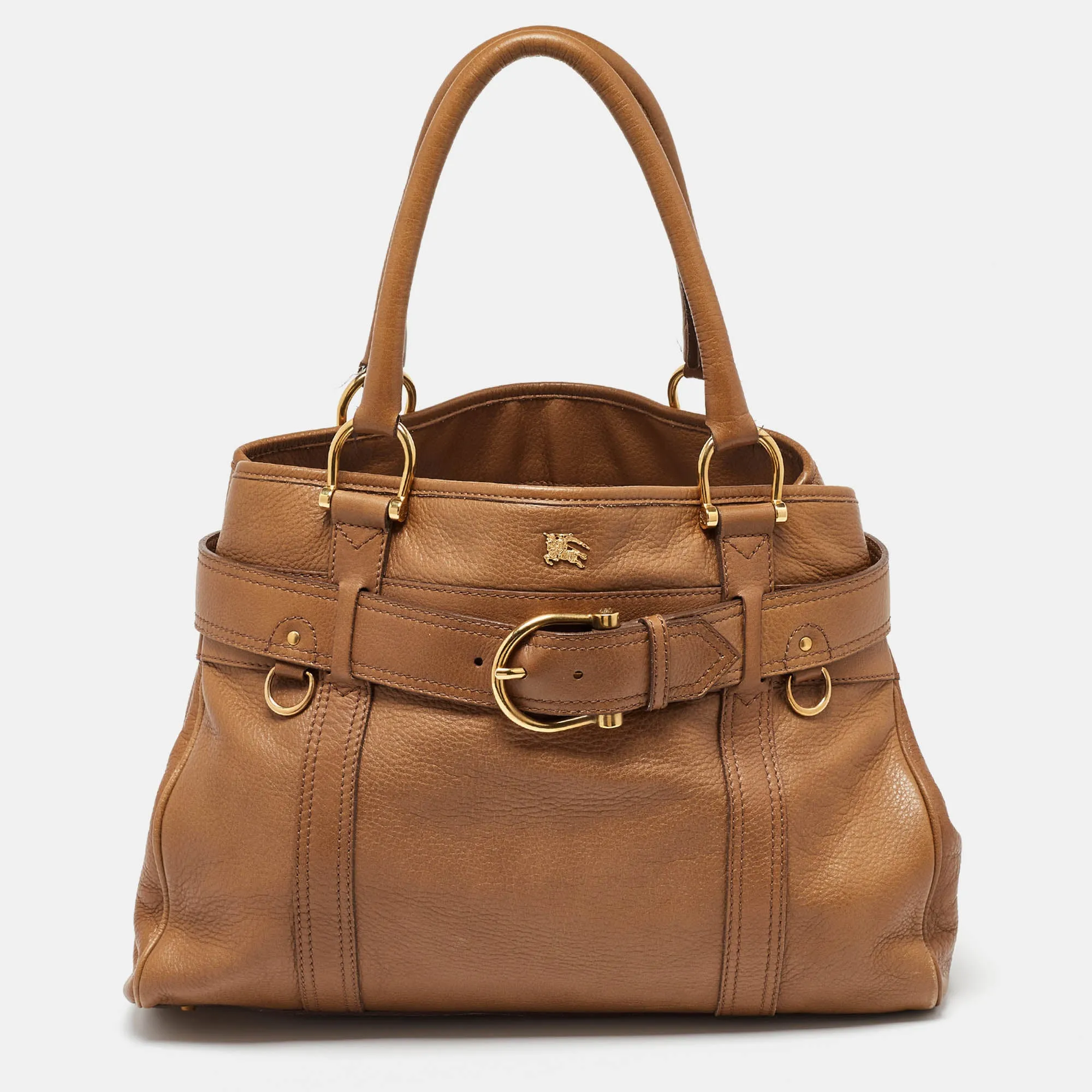 Brown Leather Double Handle Tote