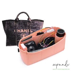 Chanel Deauville Canvas Tote Organizer Insert, Bag Organizer with Single Bottle Holder