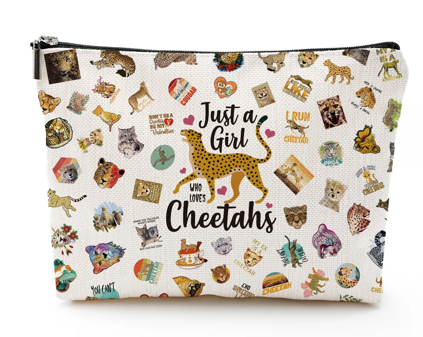 Cheetah Print Travel Makeup Bags Cosmetic Bag for Women, Portable Makeup Organizer, Cheetah Print Gifts Makeup Pouch Cheetahs Lover Gift Birthday Friendship Christmas Gifts Animal Lover Gift
