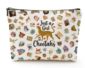 Cheetah Print Travel Makeup Bags Cosmetic Bag for Women, Portable Makeup Organizer, Cheetah Print Gifts Makeup Pouch Cheetahs Lover Gift Birthday Friendship Christmas Gifts Animal Lover Gift