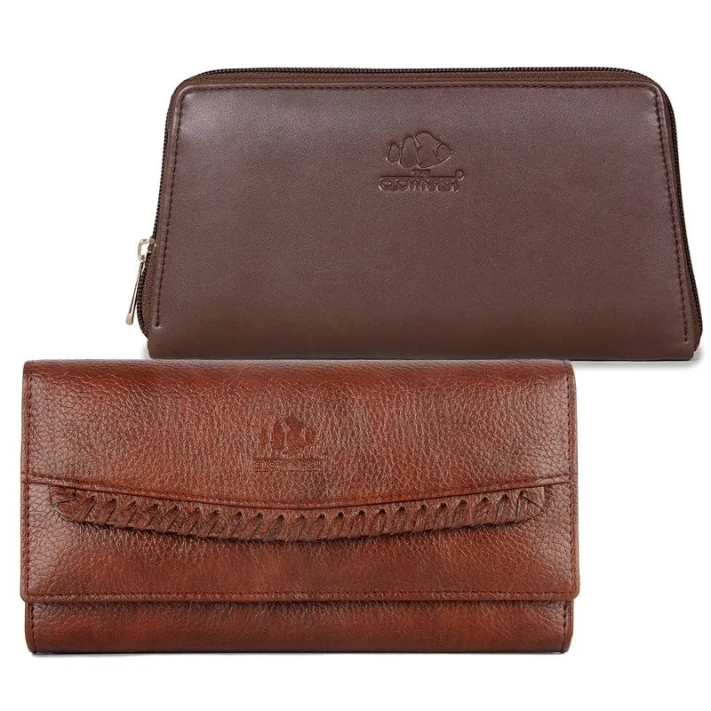 Combo of 2: Women’s Wallets with Multiple Card Slots | Clutch, Slim Design | Dark Brown