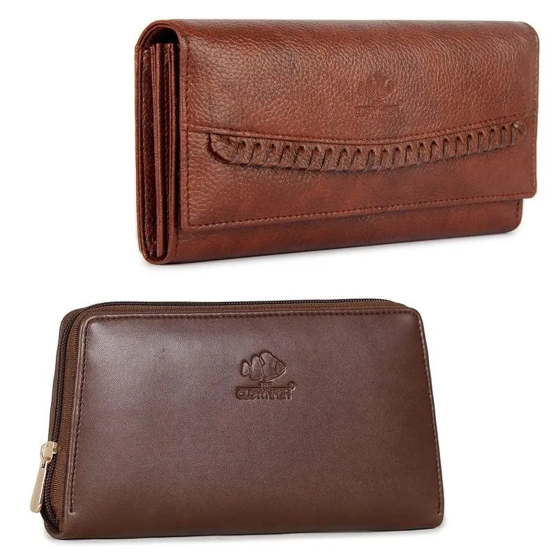 Combo of 2: Women’s Wallets with Multiple Card Slots | Clutch, Slim Design | Dark Brown