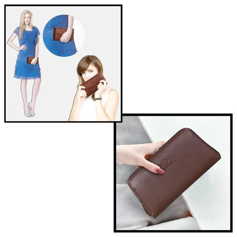 Combo of 2: Women’s Wallets with Multiple Card Slots | Clutch, Slim Design | Dark Brown