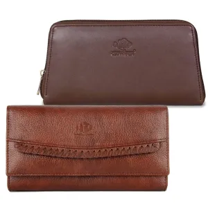 Combo of 2: Women’s Wallets with Multiple Card Slots | Clutch, Slim Design | Dark Brown