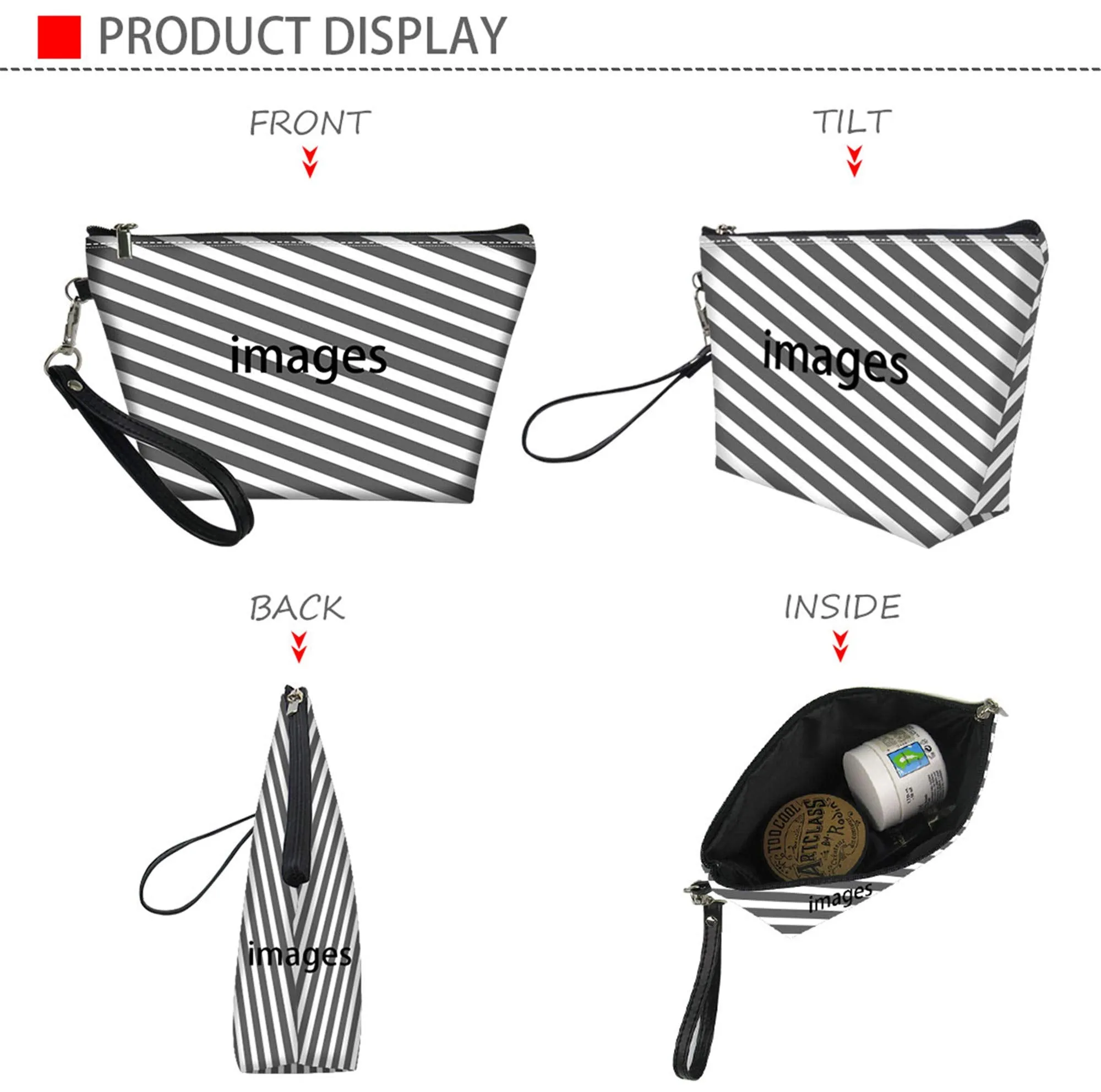 Cozeyat Halloween Pattern Waterproof Large Tops Cosmetic Bag,Softy Make Up Holder PU Leather for Women Girls,Multifunction Organzier Portable Pouch