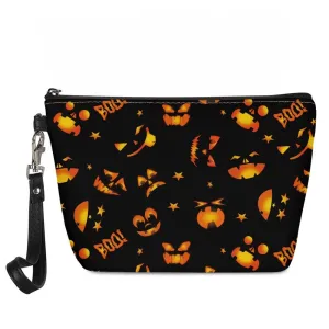 Cozeyat Halloween Pattern Waterproof Large Tops Cosmetic Bag,Softy Make Up Holder PU Leather for Women Girls,Multifunction Organzier Portable Pouch