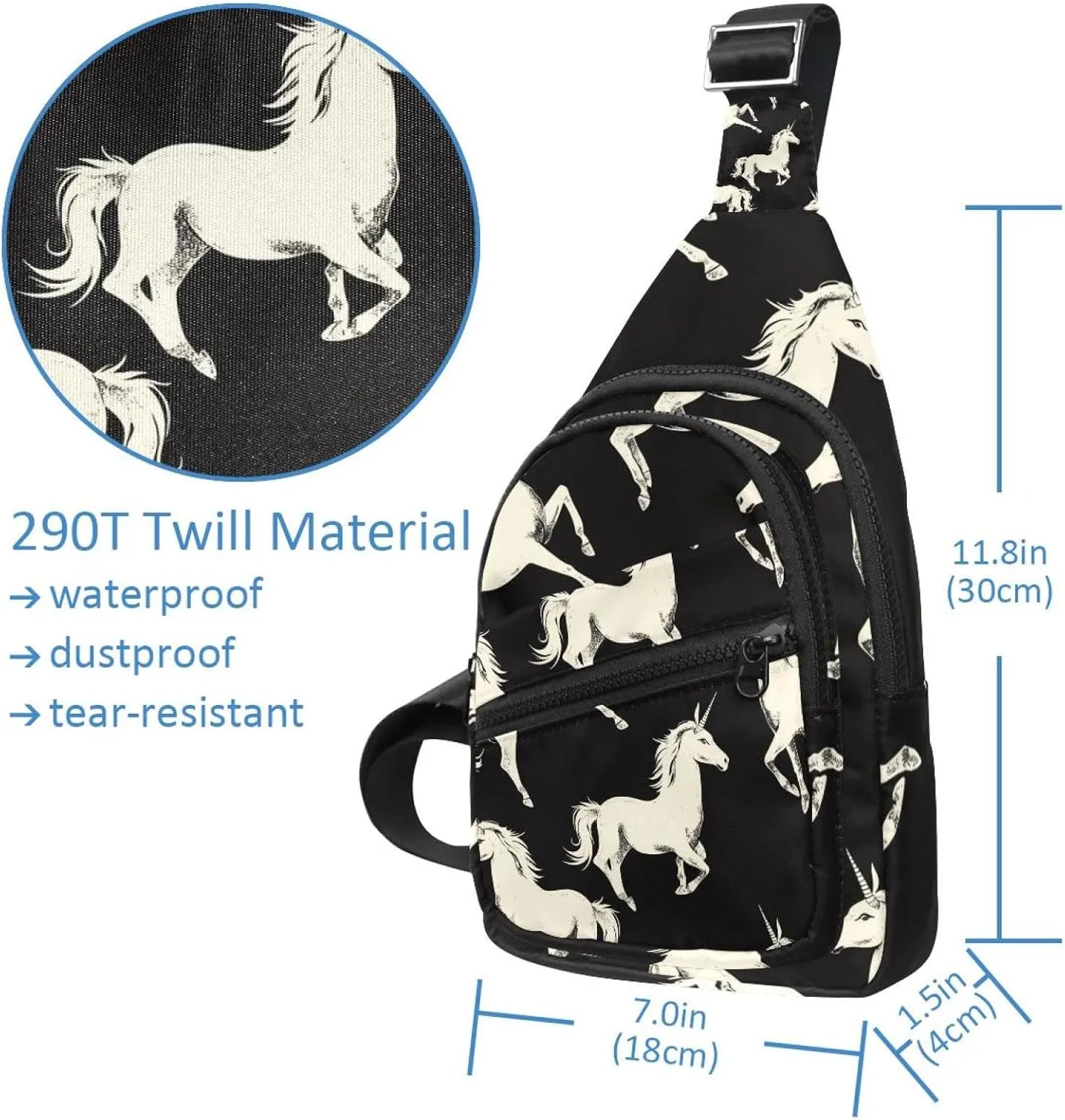 Crossbody Bags for Women Men Unicorn (10) Sling Bag Bakpack Casual Chest Bag with Convertible Shoulder Strap