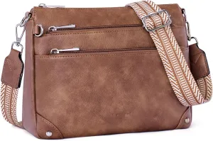 Crossbody Bags for Women Rfid Travel Crossbody Purses Leather Handbags Medium Shoulder bag with Adjustable Strap