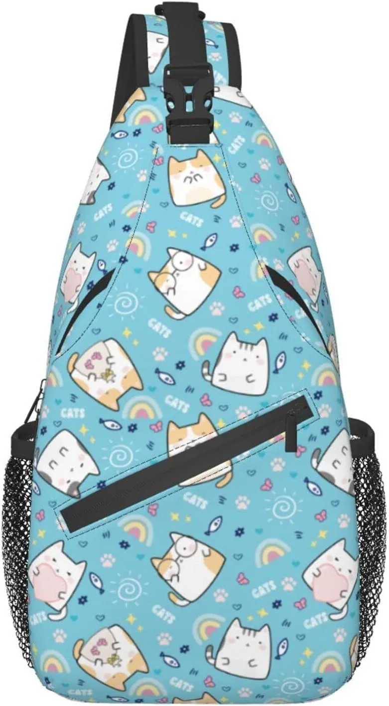 Cute Cat Sling Bag Crossbody Backpack Women Kawaii Present Outdoor Casual