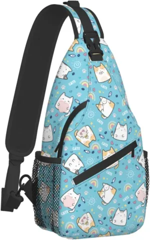 Cute Cat Sling Bag Crossbody Backpack Women Kawaii Present Outdoor Casual