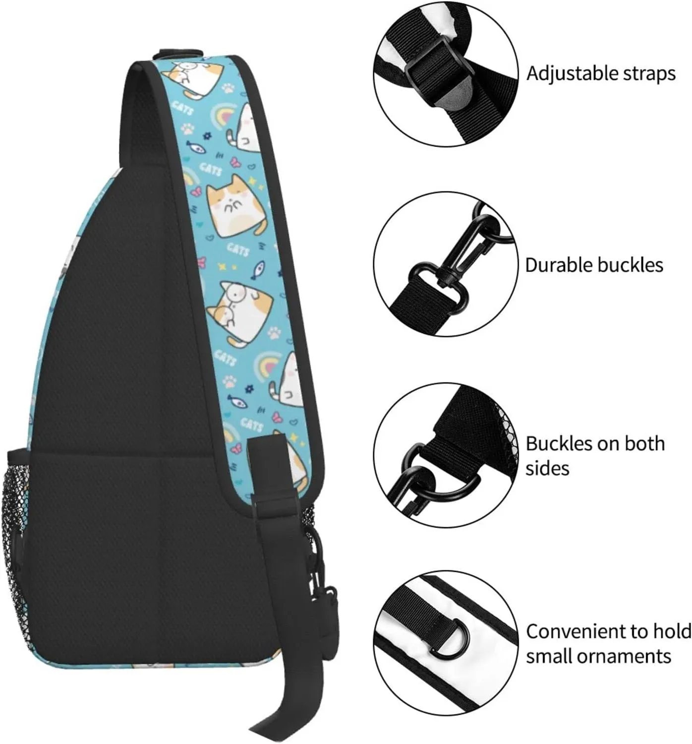 Cute Cat Sling Bag Crossbody Backpack Women Kawaii Present Outdoor Casual