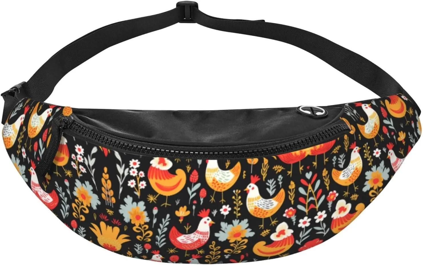Cute Rooster Chickens Print Fanny Pack/Waist Bag For Festival Rave Hiking Running Cycling