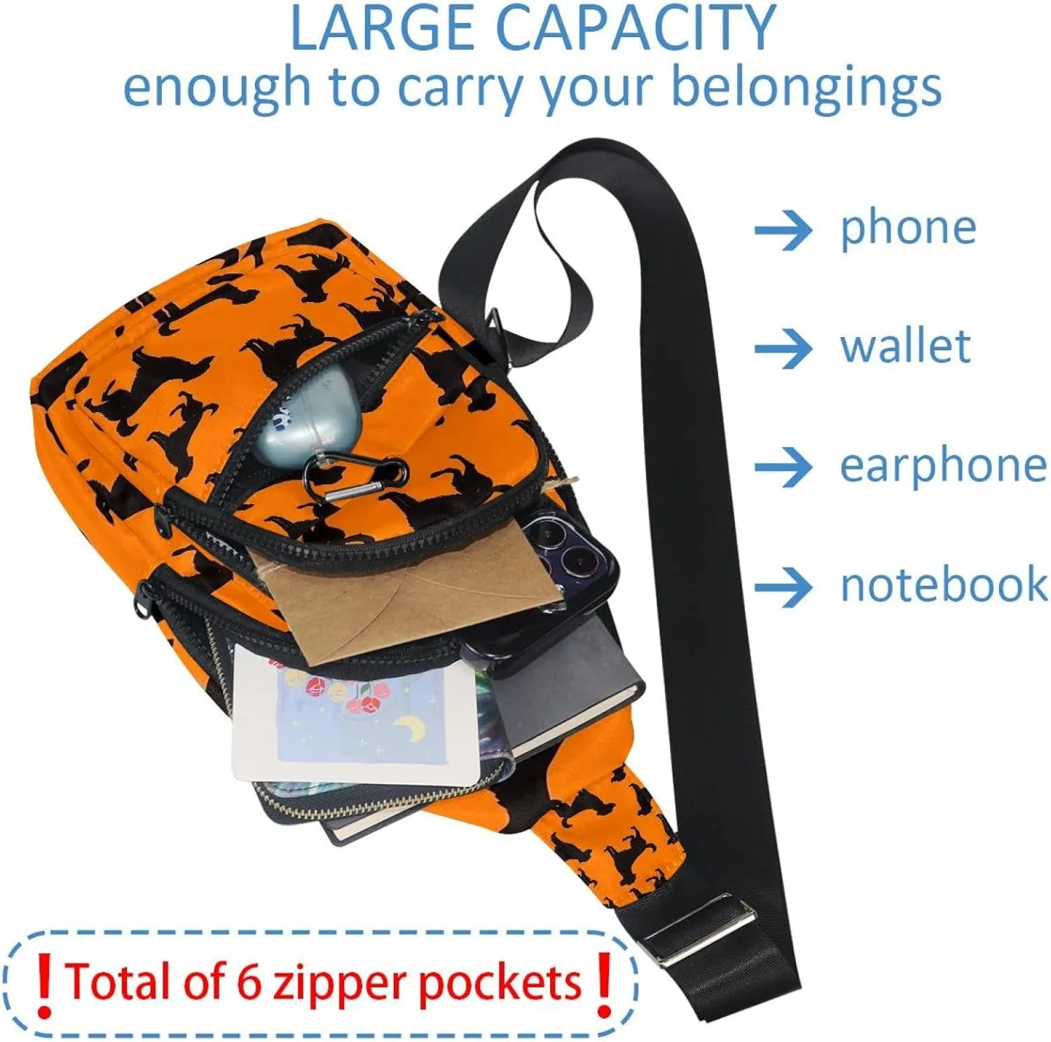 Dogs (6) Sling Bag for Women Men Crossbody Shoulder Tote Blet Bags Backpack Fanny Pack Travel Purse