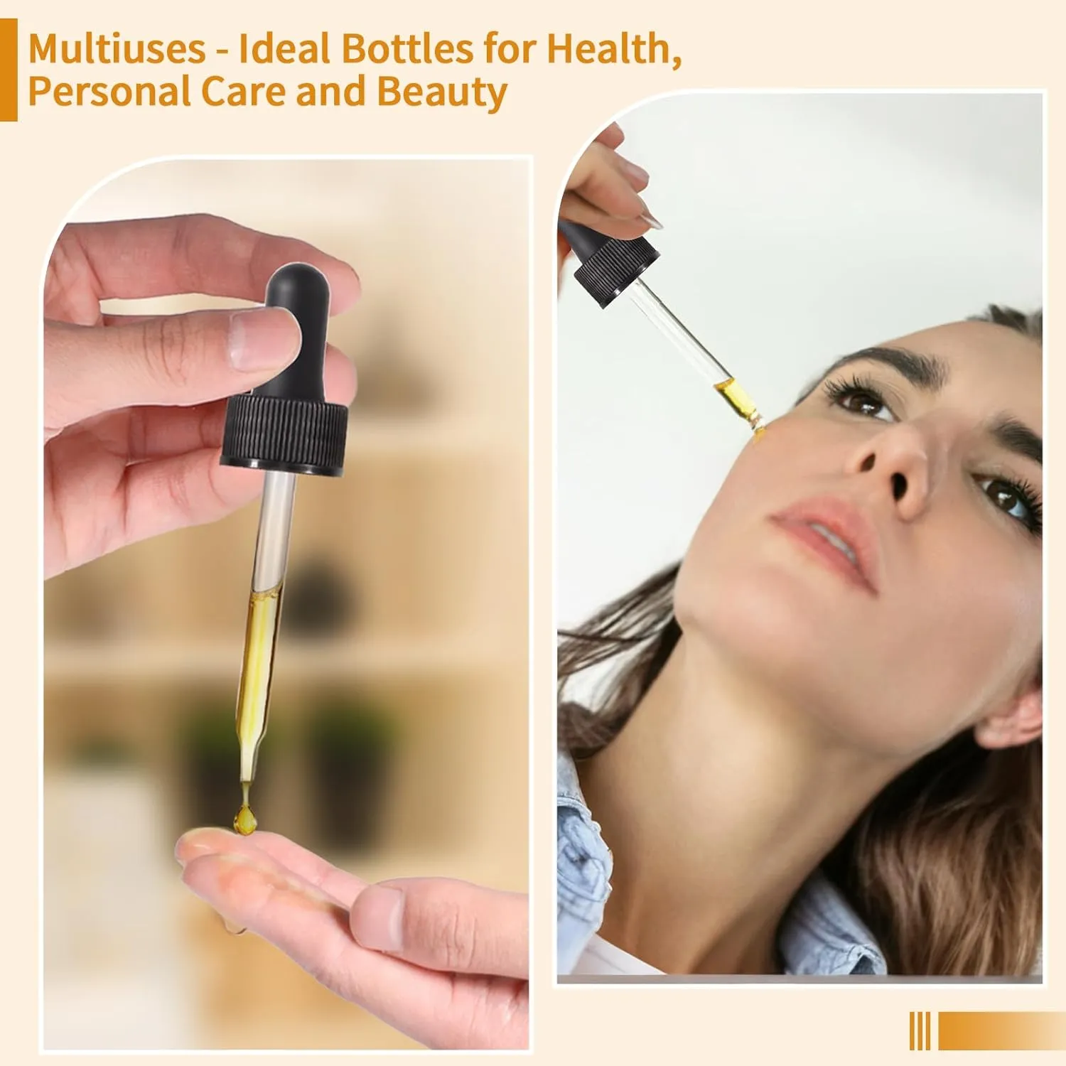 Dropper Bottle,1 oz 4 Pack Glass Droppers Bottle for Oils Eye Dropper Small Travel Oil Amber Dropper with 1 Funnel & 6 Labels - Essential Oils Bottles Tincture Bottles With Dropper Leakproof 