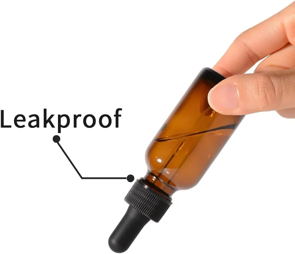 Dropper Bottle,1 oz 4 Pack Glass Droppers Bottle for Oils Eye Dropper Small Travel Oil Amber Dropper with 1 Funnel & 6 Labels - Essential Oils Bottles Tincture Bottles With Dropper Leakproof 
